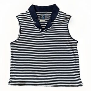 Callaway Golf by Nordstrom Women’s Sleeveless Polo Top Knit Navy White Stripe S